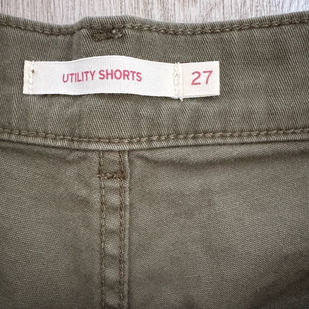Levi’s Army Olive Green Utility Cotton Stretch Shorts Gorpcore Casual Cool Sz 27 - Picture 5 of 10